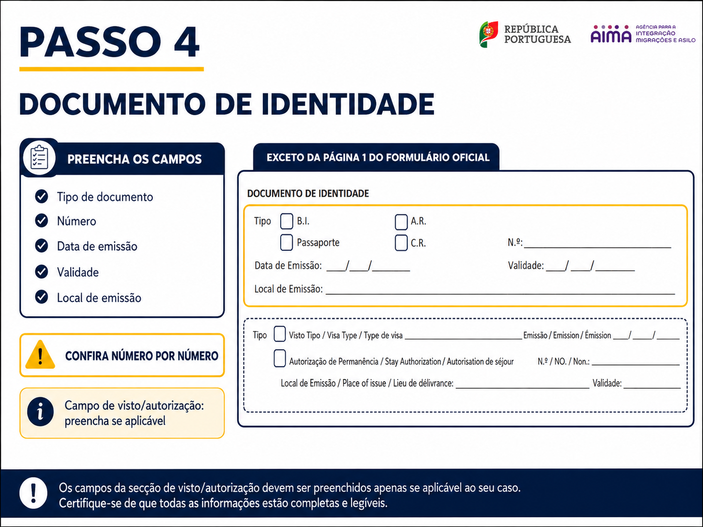 Área de dados pessoais do responsável no Modelo 4